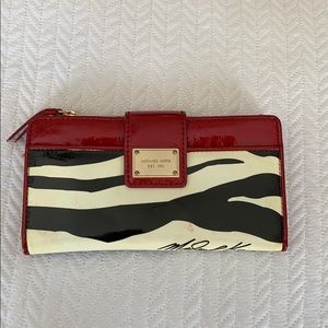 Michael Kors Patent Leather Red/Zebra Wallet